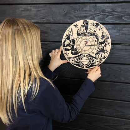Boxing Clock Gift For Men Women 5th Anniversary Gift Personalize Boxing Poster Custom Boxing Wall Hanging Boxing Cutout