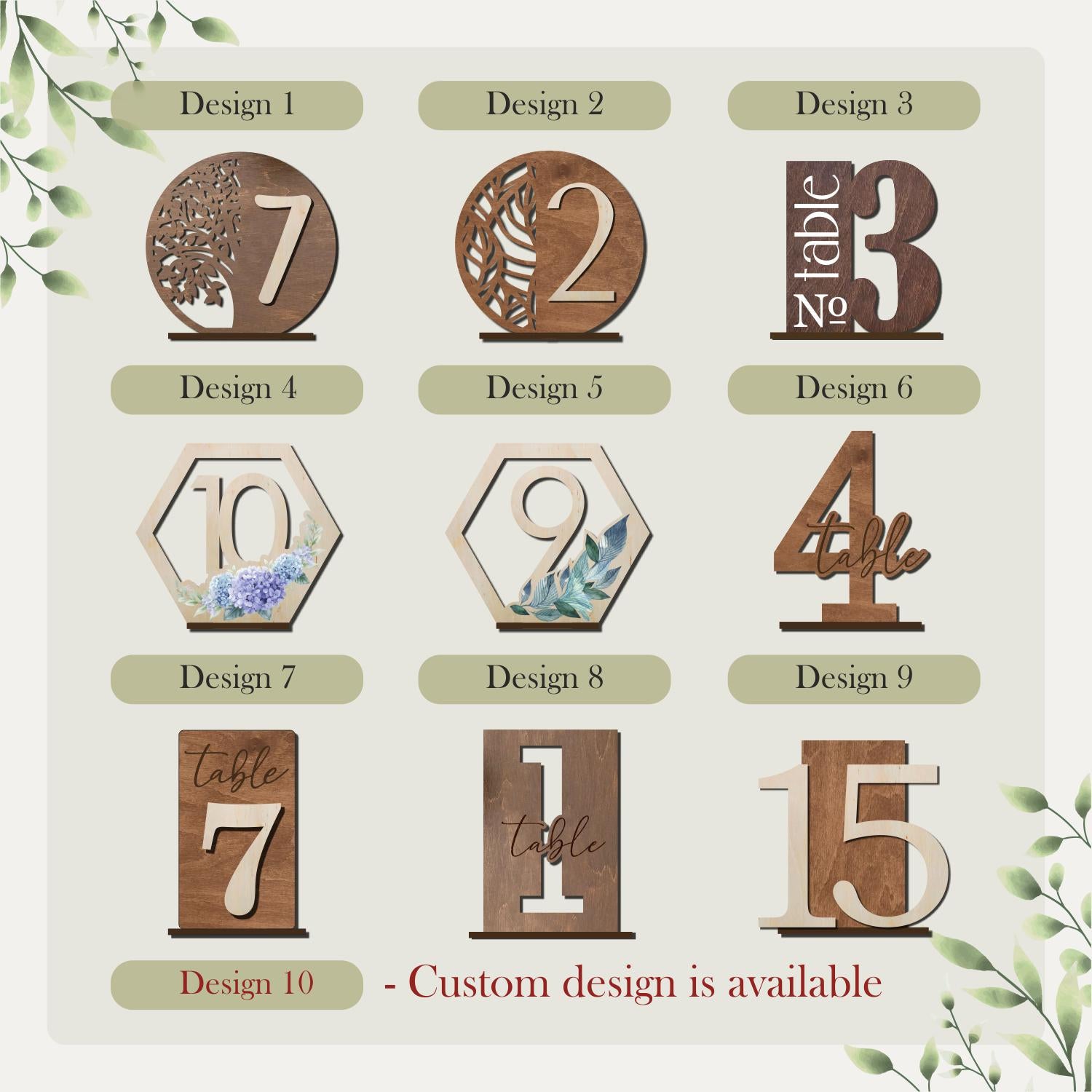 Wooden table numbers, wedding table decor, custom table numbers