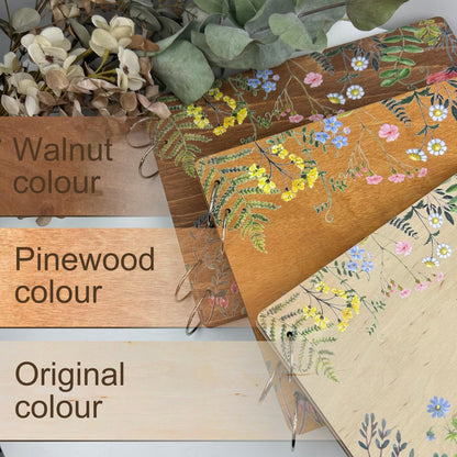 Personalized wedding guest book, floral wedding guest album, wildflower wedding book, save the date, nature wedding, rustic wedding planner