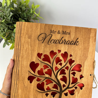 Family engraved photo album, wedding photo book, wedding wooden photo album, wedding guest book, engraved wood album, custom family book