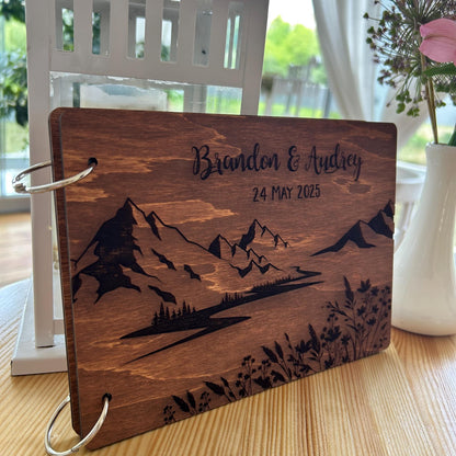 Mountain bridal guest book, wedding photo album, guestbook mountain, custom photo album, wedding guest book, bridal mountain photo album