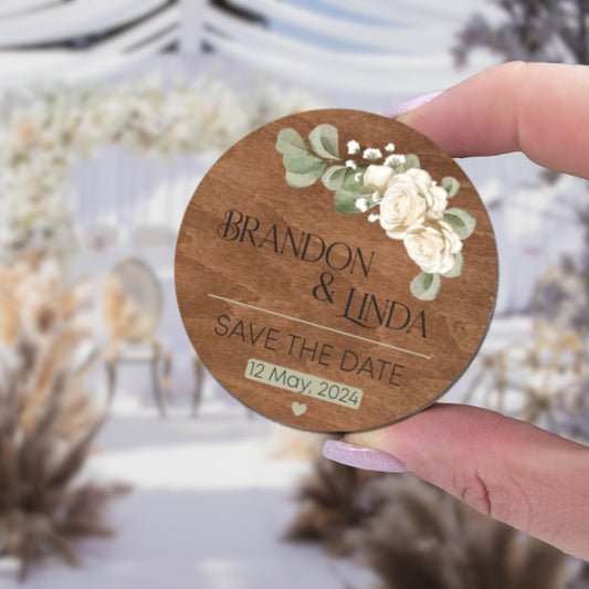 Wedding favor wood magnet, rustic boutonnieres, wedding guest pins, boho boutonniere, personalized magnet, wedding guest tag, wooden magnets