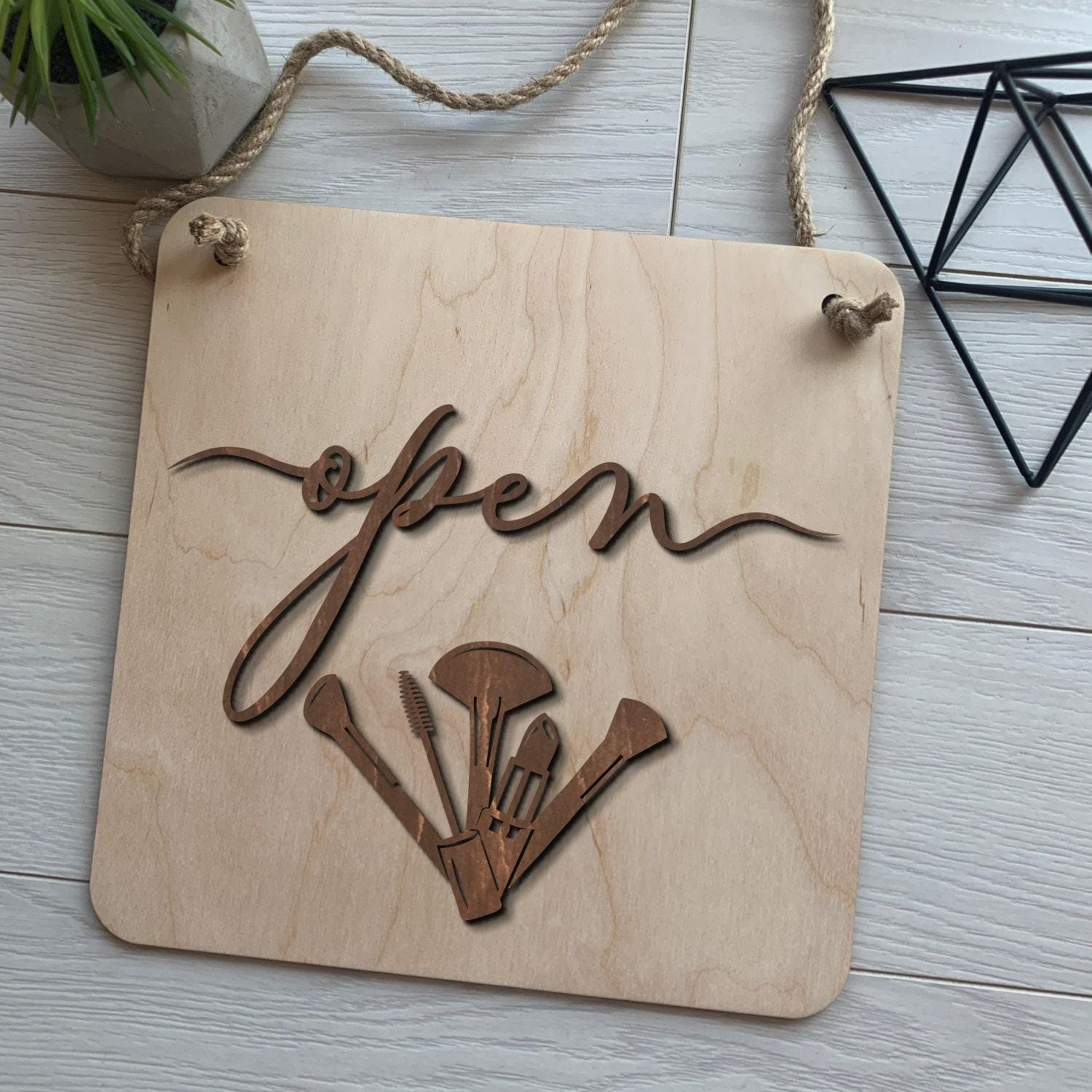 Cosmetology Gift, Custom Wood Sign & Beauty Studio Open Closed Sign