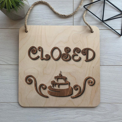 Custom Business Sign, Wooden Open Closed Sign & Storefront Door Hanger