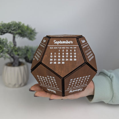 3D Calendar 2026, Company Logo Gift & Wooden Dodecahedron Desk Toy