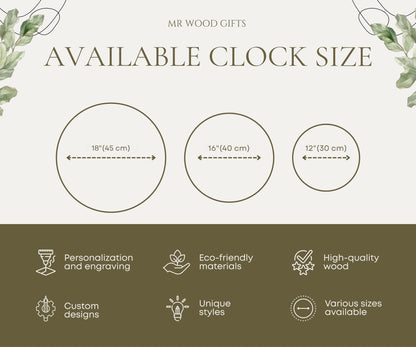 Personalized Family Name Sign, Mountain Wall Clock & 5th Anniversary Gift