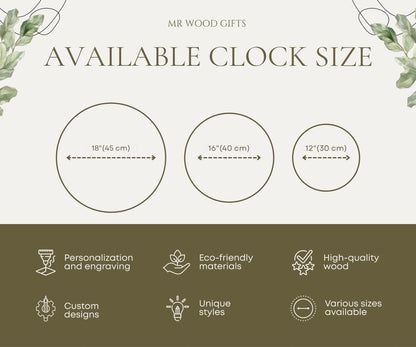 Personalized 3D wooden clock, family name clock, 1st anniversary gift, сlock for couple, personalized wedding gift, home gift for family