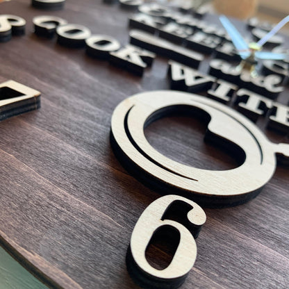Family name clock, 5th anniversary gift, personalized clock, wood anniversary, wood wedding gift, family gift ideas