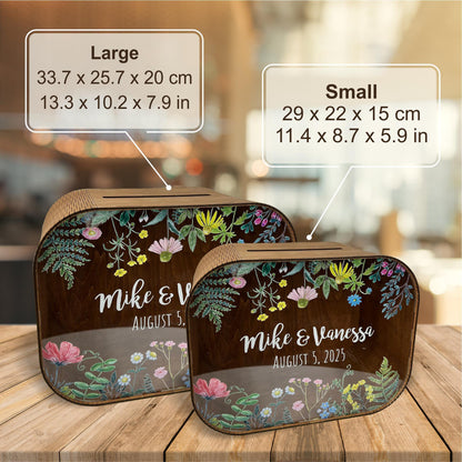 Wildflower wood card box, card box for wedding, personalized wood card box, card box with slot, wedding card holder, bridal floral post box