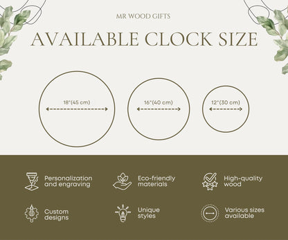 Family name clock, 5th anniversary gift, gift for couple, engraved name clock