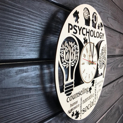 Psychology Wall Clock Gift For Men Women 5th Anniversary Gift Personalize Psychology Poster Custom Psychology Wall Hanging Psychology Cutout