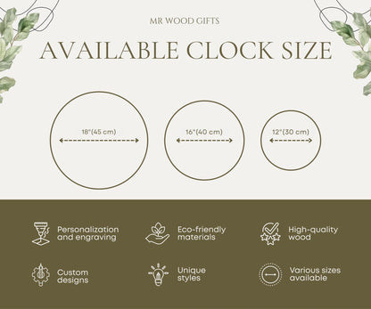 Last Name Sign Clock, Modern Farmhouse Wall Decor & Wedding Gift for Couple
