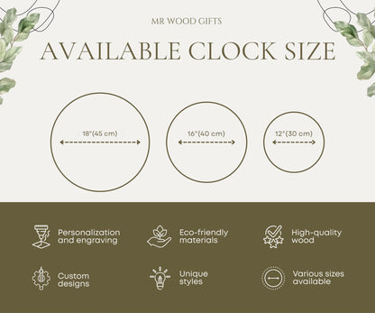 Flower Wall Clock, Rustic Wood Decor, Silent Non Ticking, Boho Wildflower Art, Farmhouse Style