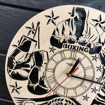 Boxing Clock Gift For Men Women 5th Anniversary Gift Personalize Boxing Poster Custom Boxing Wall Hanging Boxing Cutout