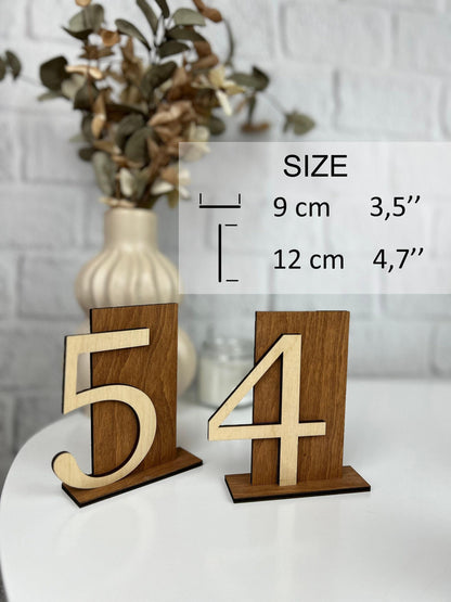 Wood table numbers, wedding table decor, table number stands, wedding centerpiece