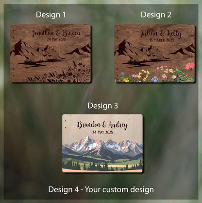 Mountain photo guestbook, photobooth guestbook, mountain photo album, guestbook mountain, boho wooden guest book, photo album wedding