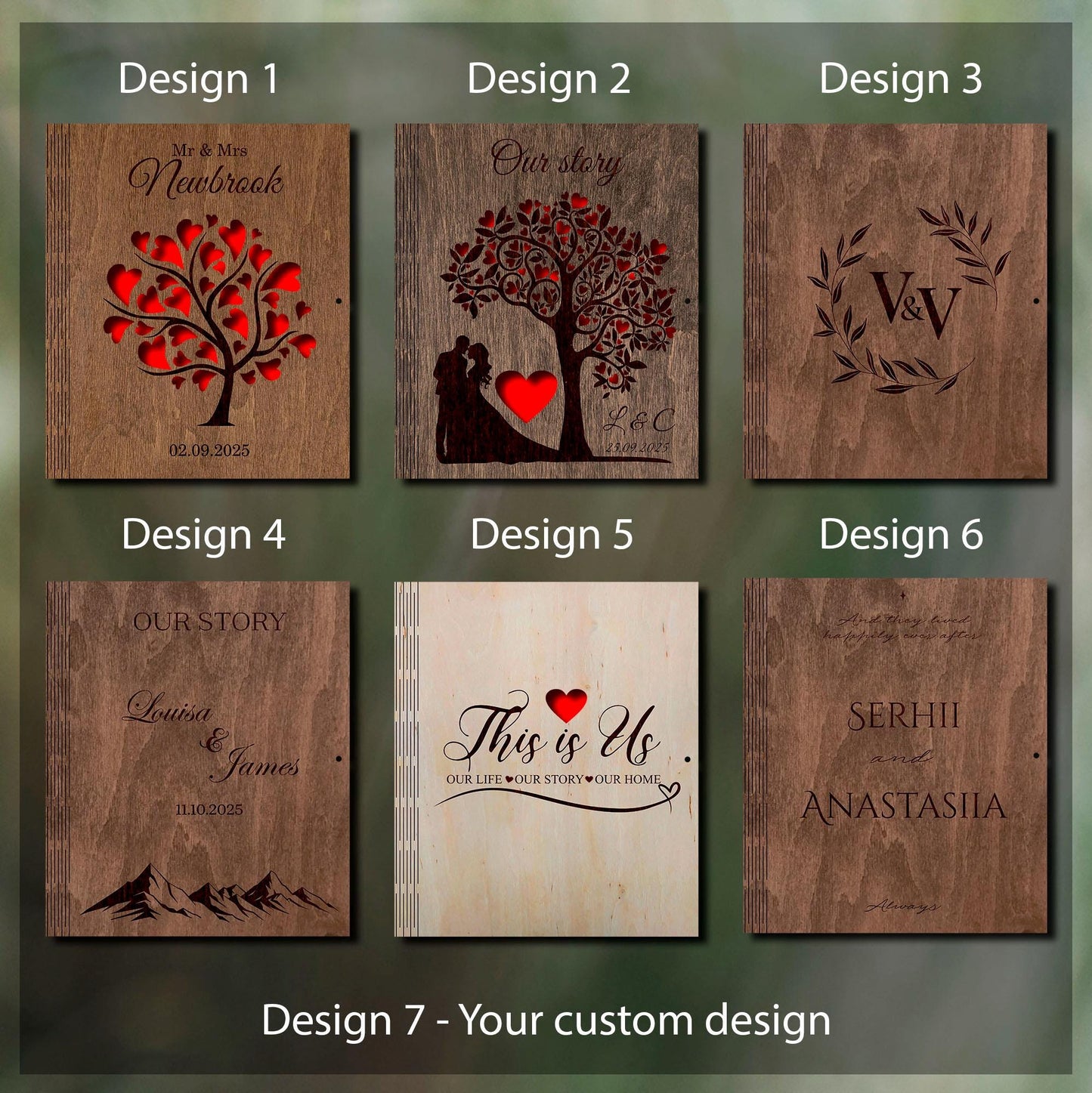 Engraved wedding photo album, couples guest book, family photo album, engraved guest book, wedding book picture, wood wedding photo album