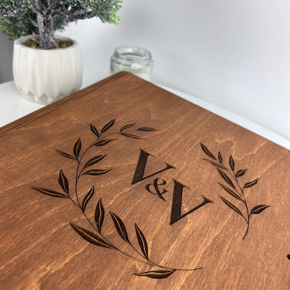 Engraved wedding photo album, couples guest book, family photo album, engraved guest book, wedding book picture, wood wedding photo album