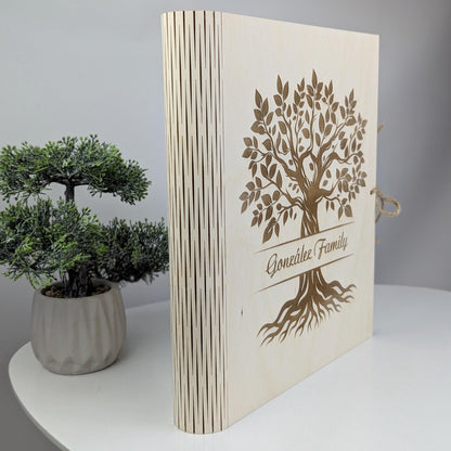 Family photo album, Wooden photo book, Elegant wooden family tree photo keepsake