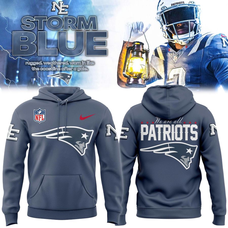 NE Patriots 2026 Rivalries Nor’Easter Storm Blue Hoodie  V2