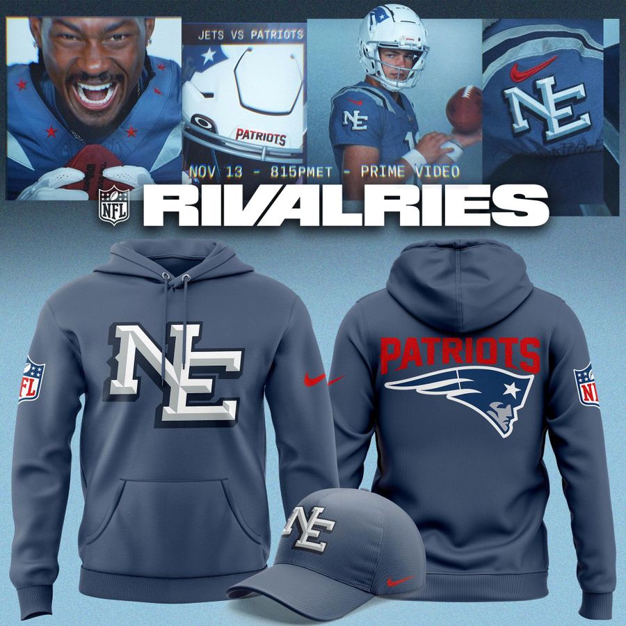 NE Patriots 2026 Rivalries Nor’Easter Storm Blue Hoodie v3