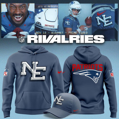 NE Patriots 2026 Rivalries Nor’Easter Storm Blue Hoodie v3