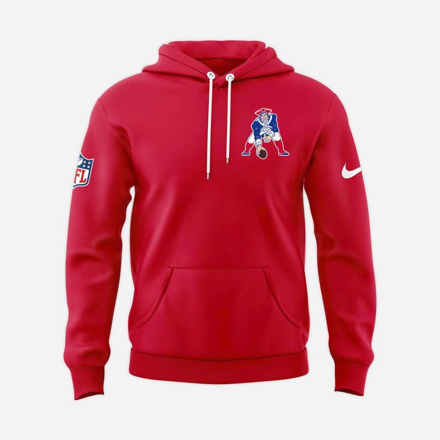 New England Patriots Throwback Historic Royal Pullover Hoodie-RED (v2)
