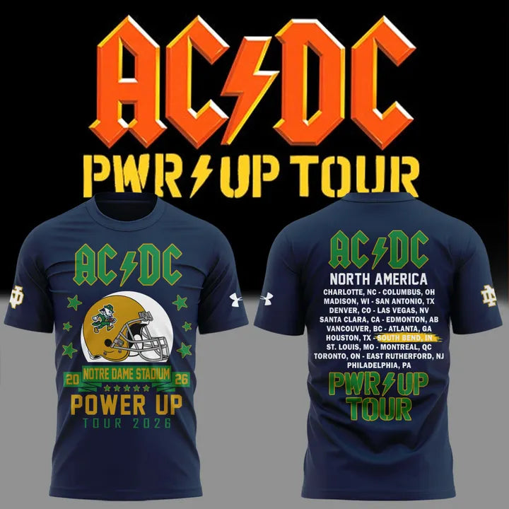 New Shirt AC/DC x Notre Dame Football - Power Up Tour 2026 T-Shirt