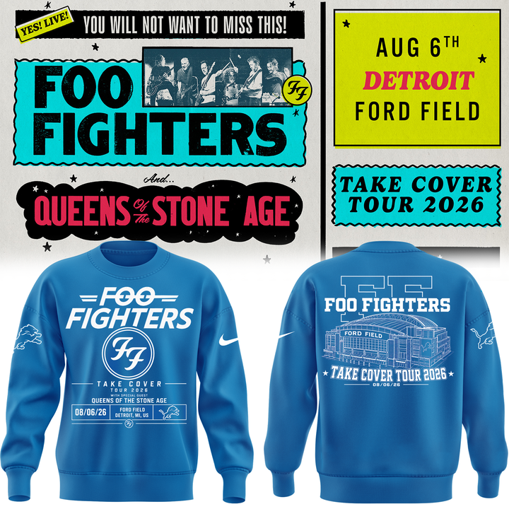 Foo Fighters Detroit Take Cover Tour 2026 sweatshirt