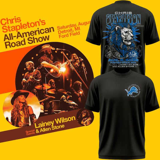 Limited Edition Chris Stapleton x Detroit Lions Event T-Shirt Black