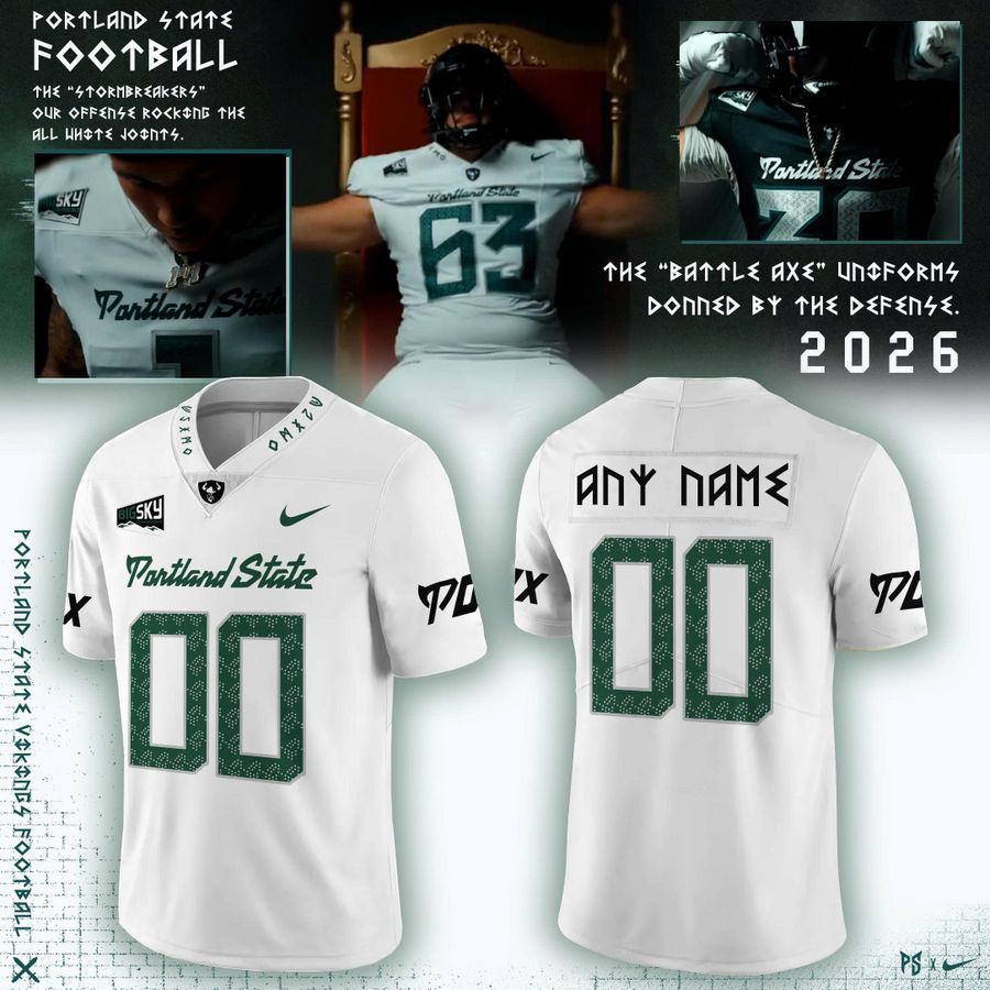 Portland State Vikings “Battle Axe” Football Jersey - White
