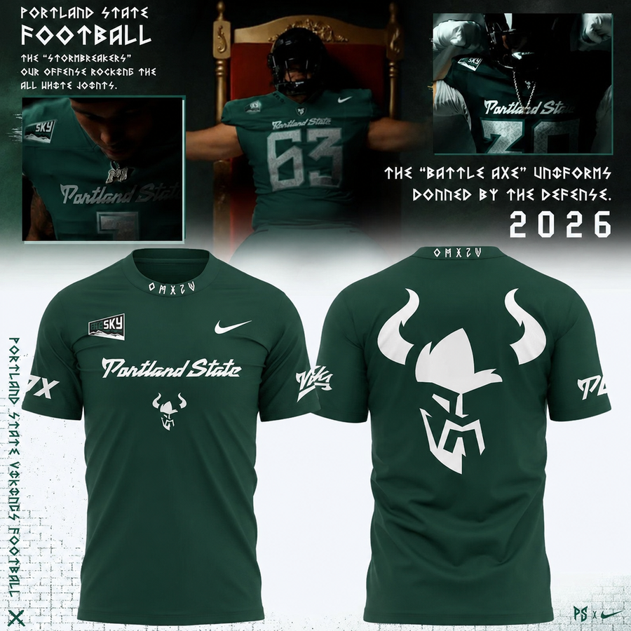 Portland State Vikings “Battle Axe” Special Edition Green T-Shirt