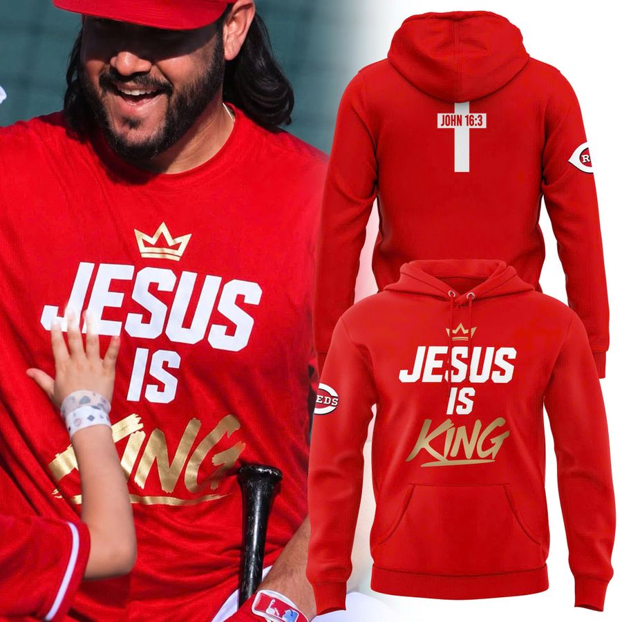 Unisex Red Cincinnati Reds "Jesus Is King" Hoodie