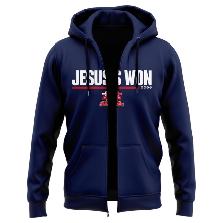 Special 2026 Jesus Won Ole Miss Football Zip Hoodie