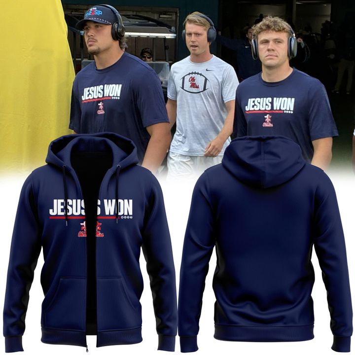 Special 2026 Jesus Won Ole Miss Football Zip Hoodie 2