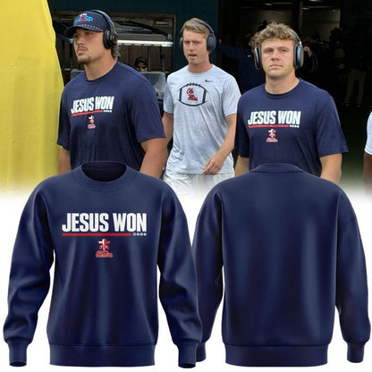 Special 2026 Jesus Won Ole Miss Football Sweatshirt 2