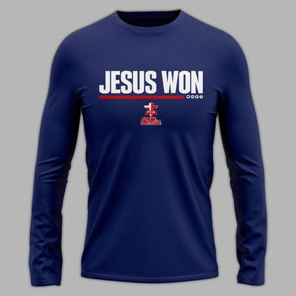 Special 2026 Jesus Won Ole Miss Football Long Sleeve Shirt 2