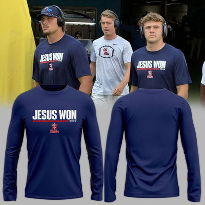 Special 2026 Jesus Won Ole Miss Football Long Sleeve Shirt 2