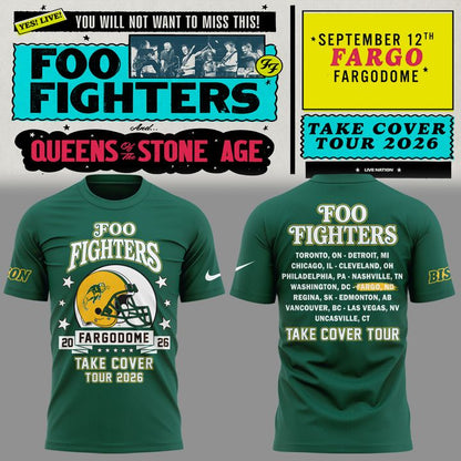 New Shirt Foo Fighters x North Dakota State Bison Football - Take Cover Tour 2026 T-Shirt