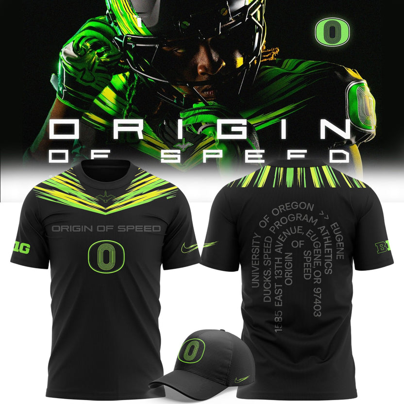 Unisex Black Oregon Football Origin of Speed T-shirt