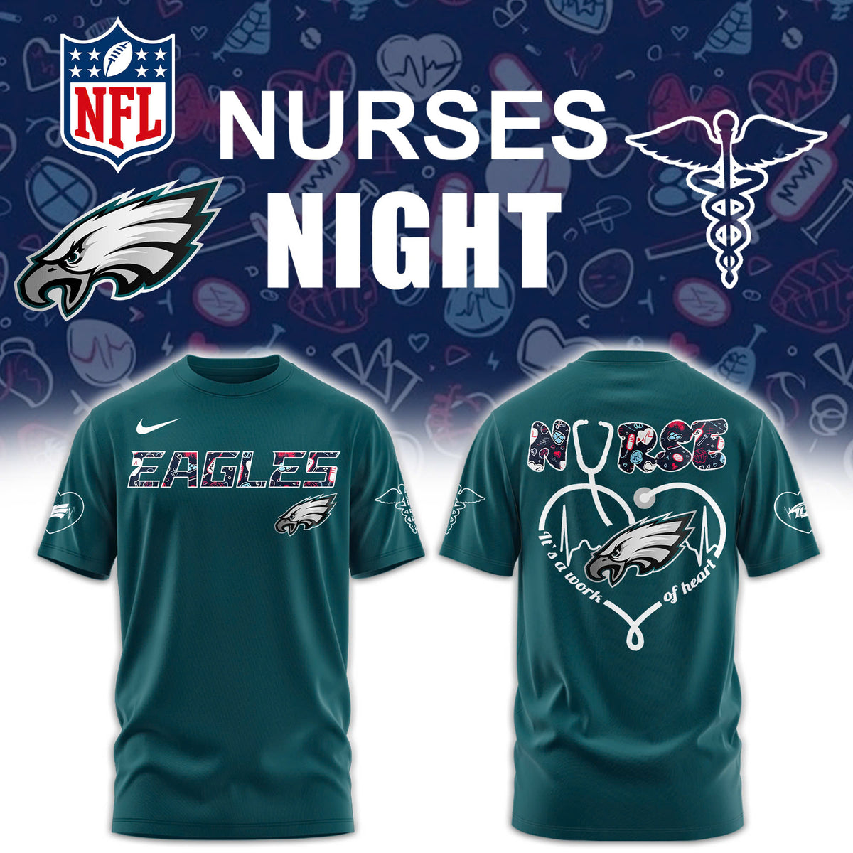 Philadelphia Eagles NURSES NIGHT Combo Tshirt | Jogger | Cap V3