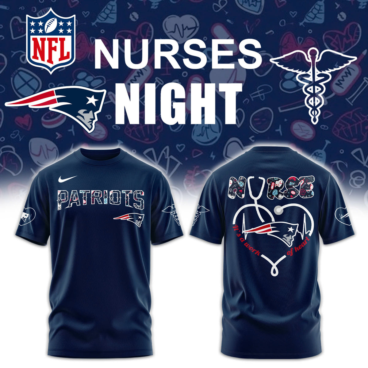 New England Patriots NURSES NIGHT Combo Tshirt | Jogger | Cap