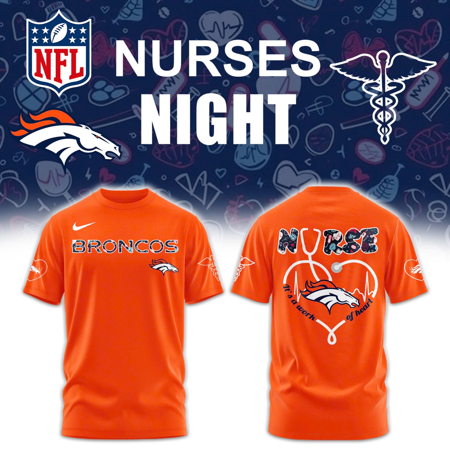 Denver Broncos NURSES NIGHT Combo Tshirt | Jogger | Cap