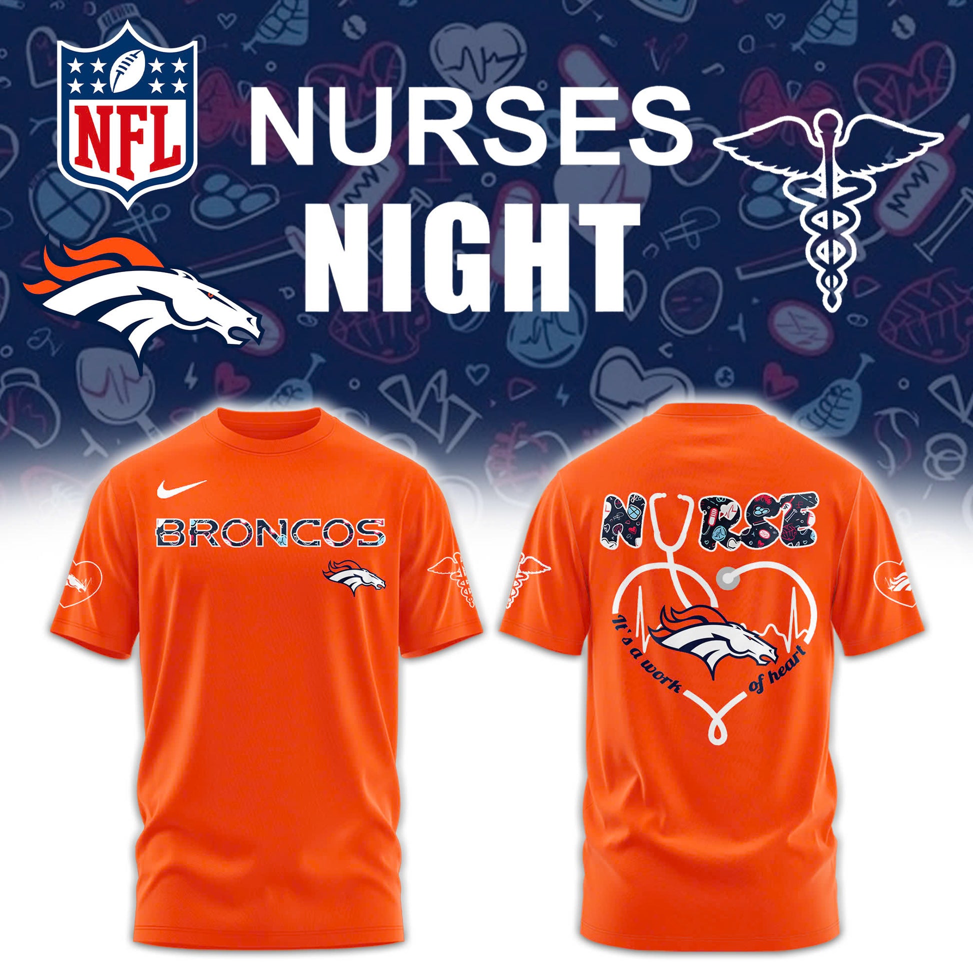 Denver Broncos NURSES NIGHT Combo Tshirt | Jogger | Cap