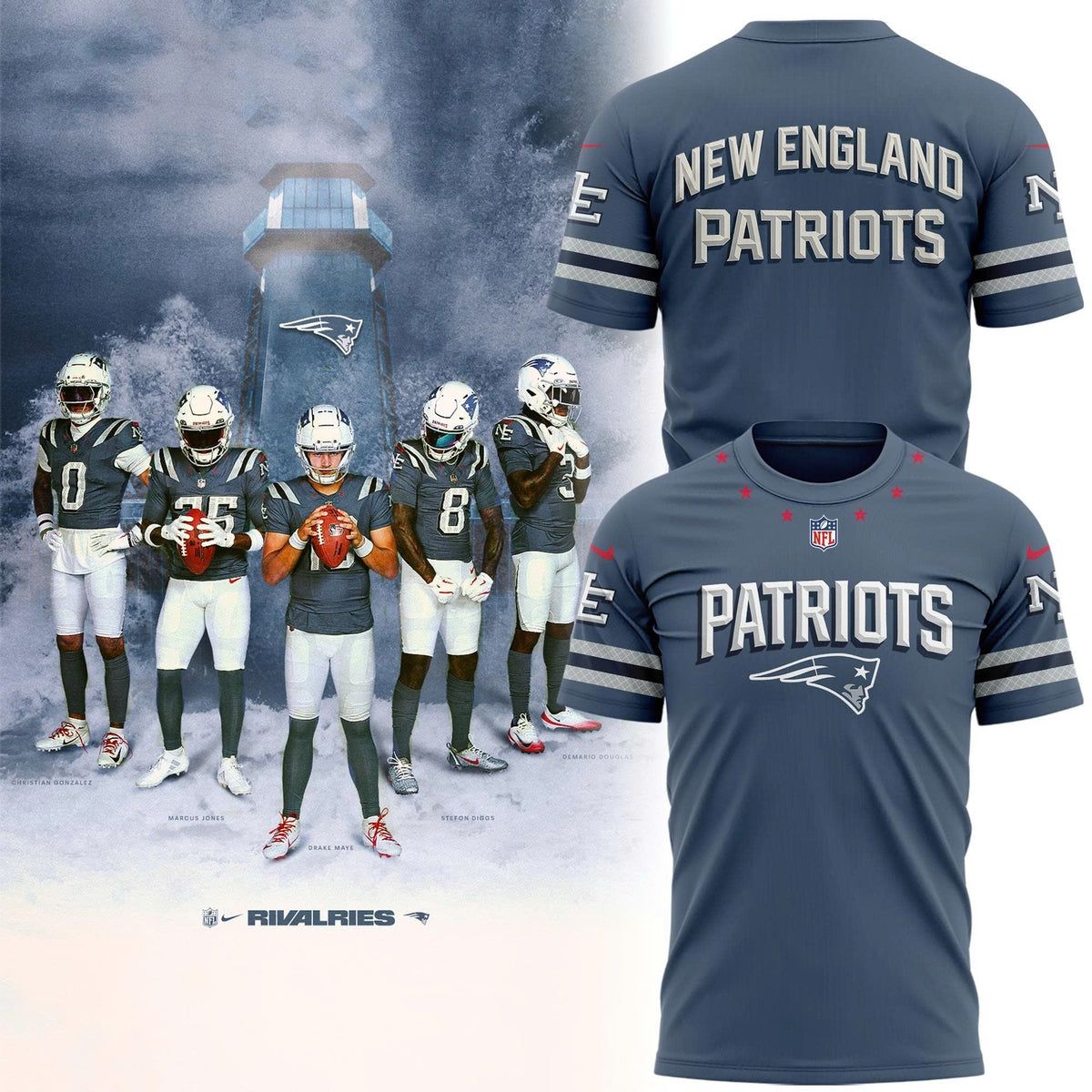 Limited edition New England Patriots T-shirt 𝙍𝙞𝙫𝙖𝙡𝙧𝙞𝙚𝙨. For fans in 2026!