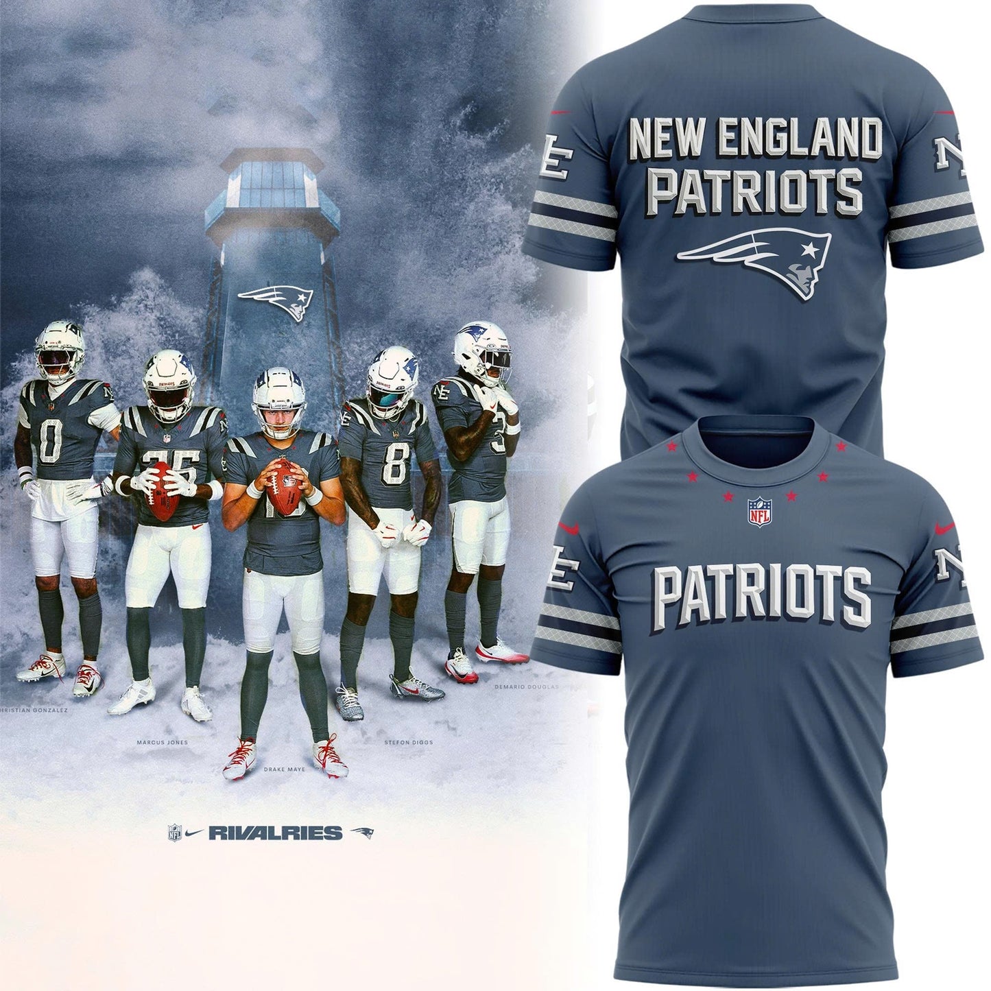Limited edition New England Patriots T-shirt 𝙍𝙞𝙫𝙖𝙡𝙧𝙞𝙚𝙨. For fans in 2026!