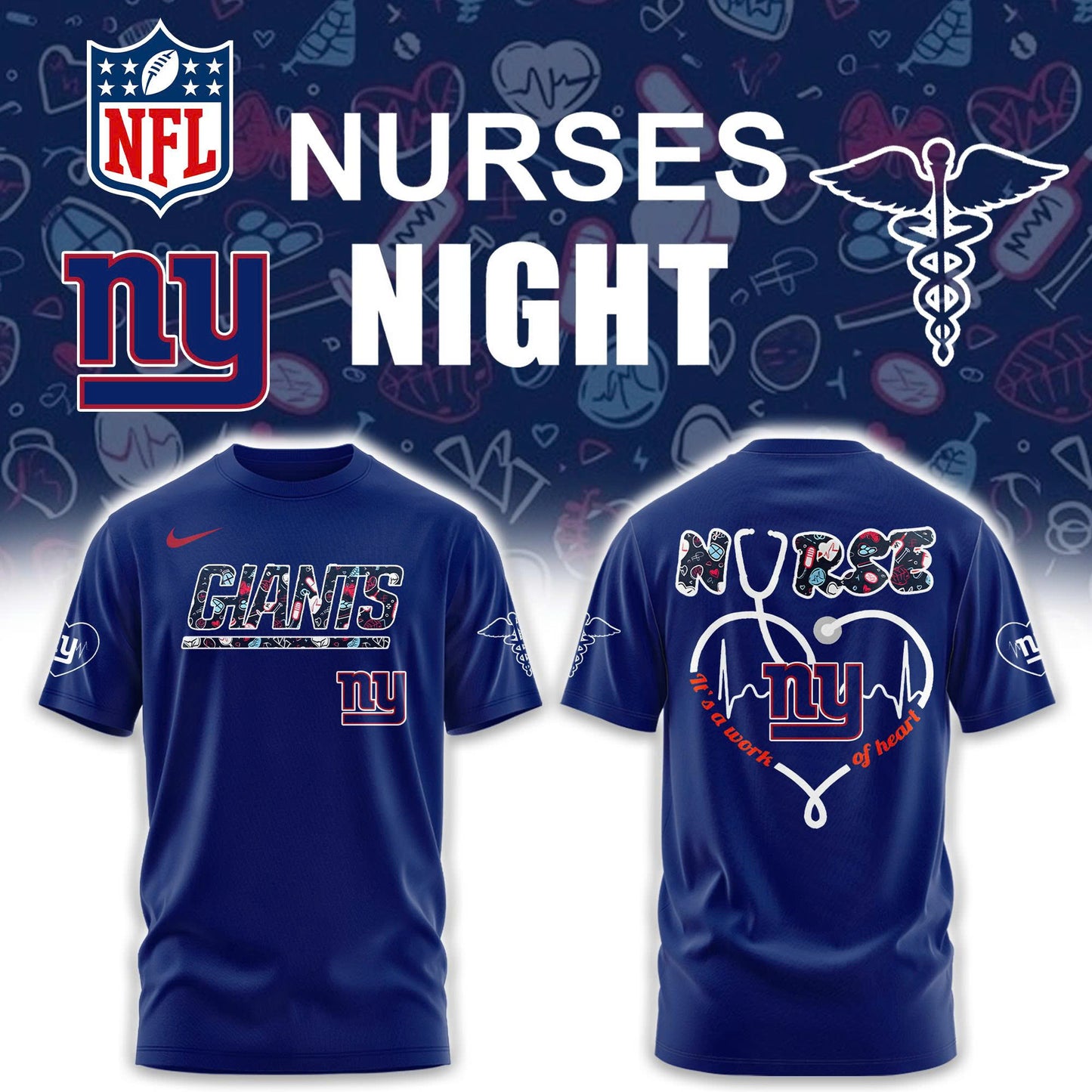New York Giants NURSES NIGHT Combo Tshirt | Jogger | Cap