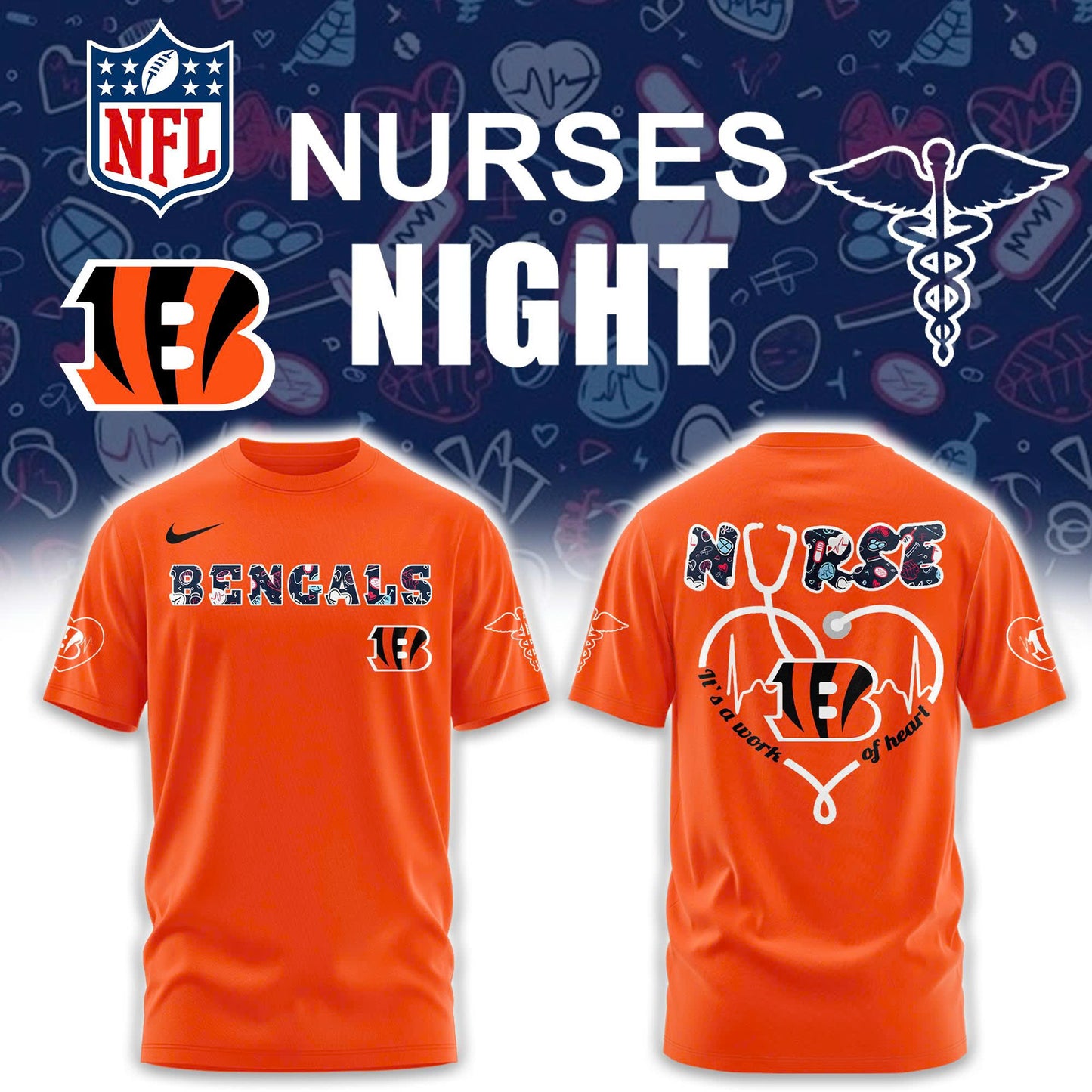 Cincinnati Bengals NURSES NIGHT Combo Tshirt | Jogger | Cap