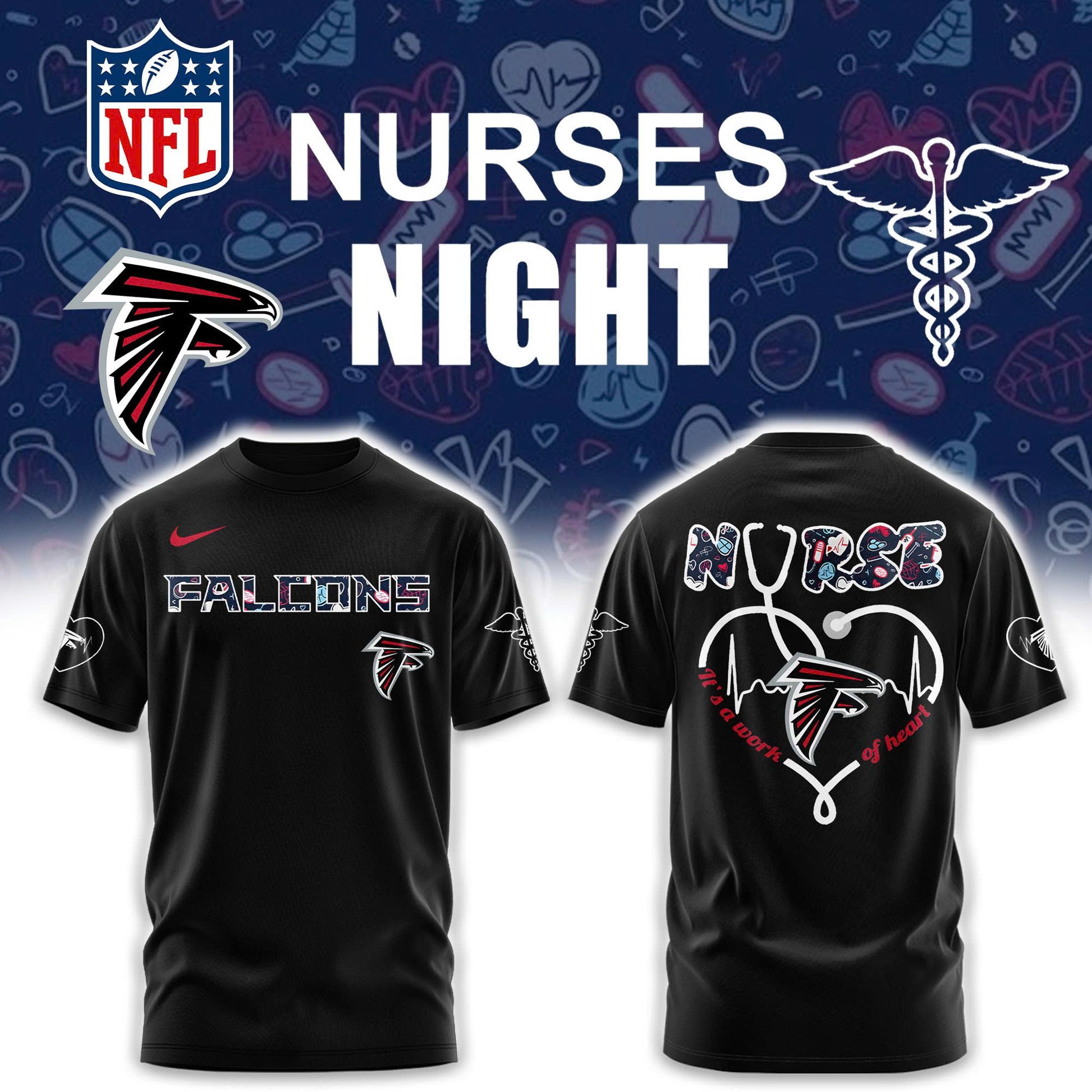 Atlanta Falcons NURSES NIGHT Combo Tshirt | Jogger | Cap