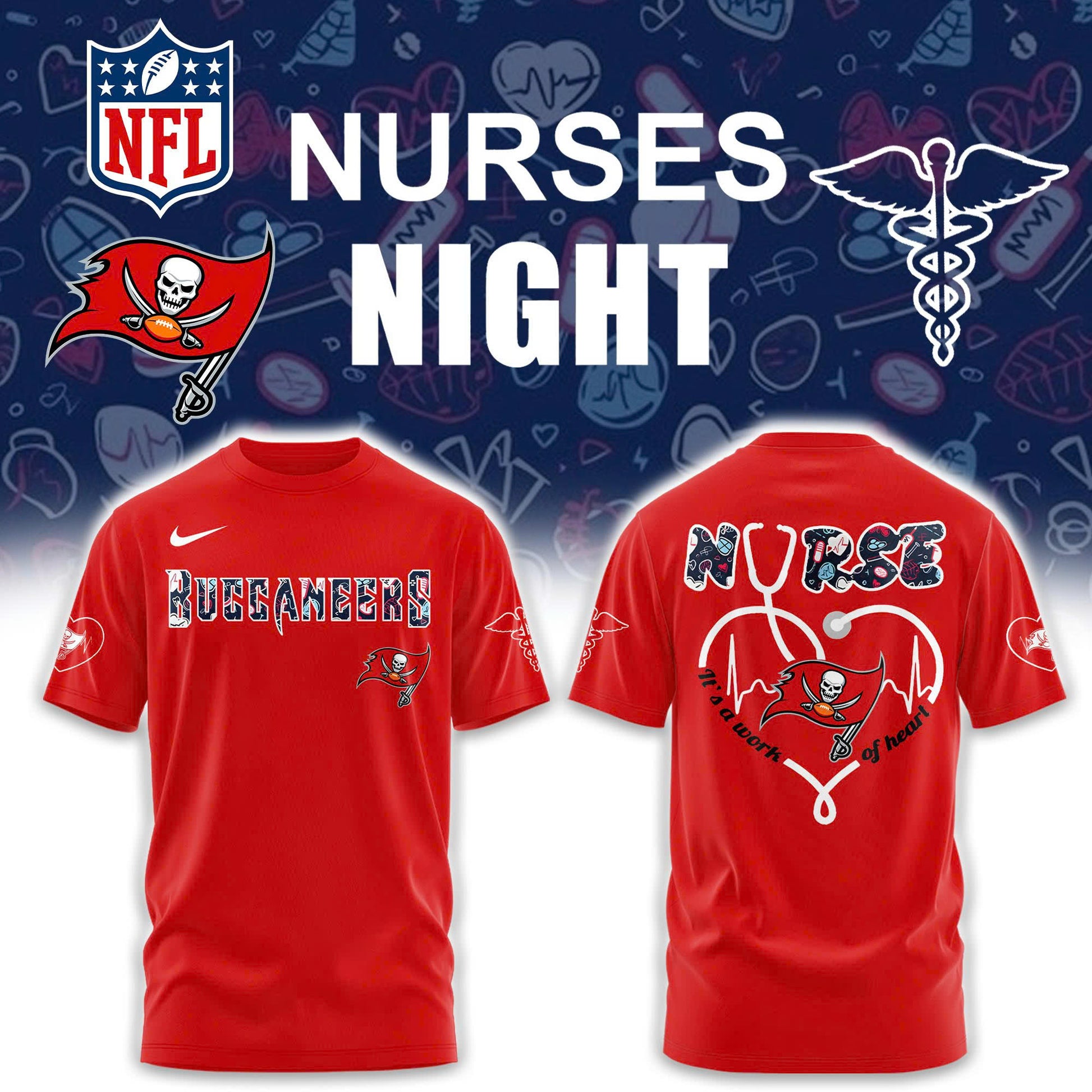 Tampa Bay Buccaneers NURSES NIGHT Combo Tshirt | Jogger | Cap